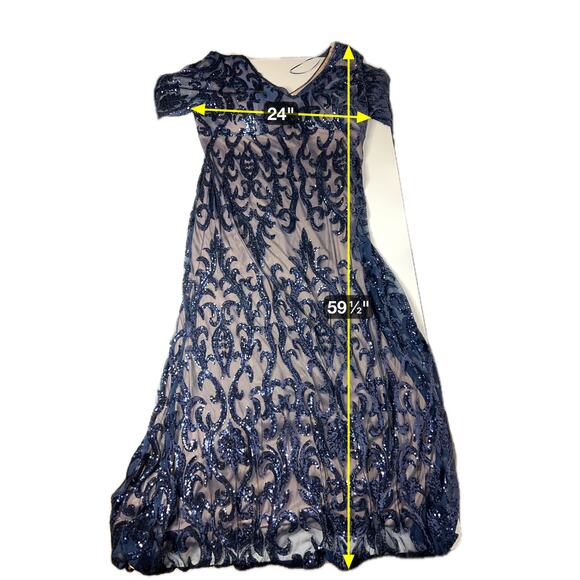 NWT R&M Richards Blue Sequin Embellished Bell-Sleeve Gown Womens Plus Size 20W - Picture 15 of 15